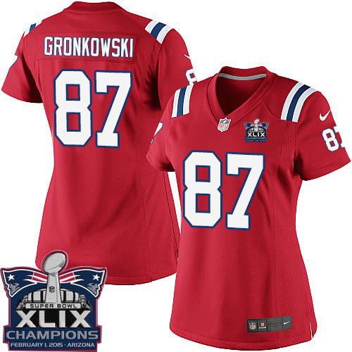 Women's Elite Rob Gronkowski Super Bowl XLIX Champions Nike Jersey Red Alternate - #87 NFL New England Patriots